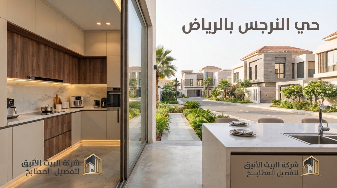 حي النرجس بالرياض مع تصميم مطبخ عصري من شركة البيت الأنيق